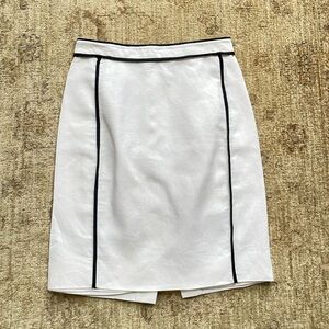 J. Crew White Pencil Skirt with Black Accents